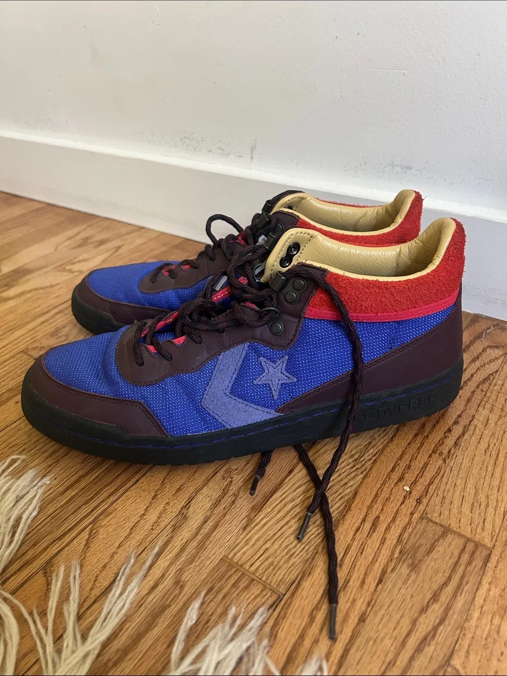 New Converse X Clot Fastbreak Mid Top Royal Blue Multi Color Mens Size 10 EUC